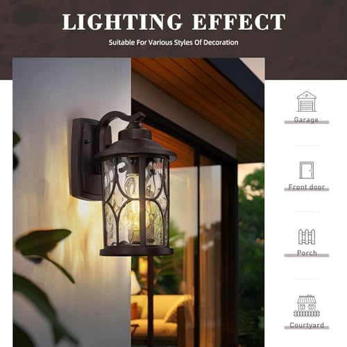 zeyu Oil Rubbed Bronze 2-Pack 12-Inch Exterior Wall Sconce, ZX48BWG-2PK ORB - Image 4