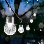 PARTPHONER 32 Pack Hanging Solar Lights Outdoor, Waterproof Solar Globe Lantern with Handle and Clip, Decorative Cracked Glass Ball Lights for Christmas Decor, Tree, Yard, Garden, Patio (Cold White) - Image 2
