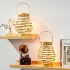Set of 2 Metal Cordless Table Lamp 8 "H Metal Cage LED Cage Lamp with 6-Hour Timer, Vintage Decorative Fairy Lights Lantern for Indoor/Outdoor Bedrooms Weddings Parties Patio Events by Unknown