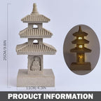 Pagoda Garden Statue 10 Inch Weatherproof Solar Garden Decor for Backyard Balcony Patio Lawn Yard, Khaki, with LED Light Zen Japanese Lantern - Image 4