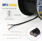 Low Voltage Landscape Lighting Cable 18/2 SPT-1W Bulk Lamp Cord 300-Volt 18-Gauge 250-feet Spool Black UL Listed - Image 2