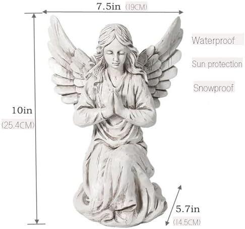 Praying Angel Garden Statue, Religious Fairy Sculpture Waterproof Decorative Figurine Art Decor for Patio, Lawn, Yard, Housewarming Ornament Present Angels HSa-1 - Image 2