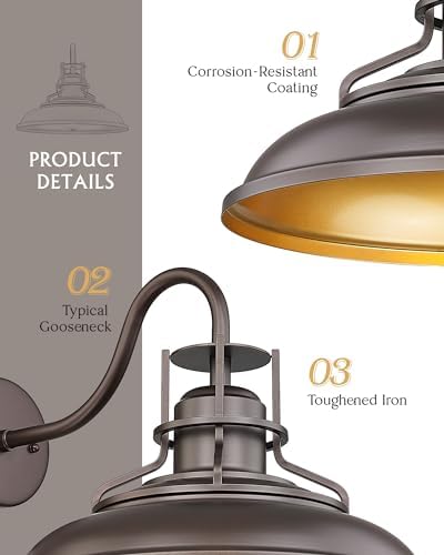 FEMILA 18" ORB Barn Light - Outdoor/Indoor Waterproof Wall Sconce for Garden, Courtyard & Entryway, Farmhouse Industrial Style, 4FY15-1WL ORB - Image 3