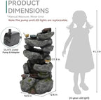 31.5" Multi-Tier Rock Outdoor Water Fountain with LED Lights, Cascading Waterfall with Birds for Garden Patio Porch, Weather-Resistant Resin Water Feature for Tranquil Oasis - Image 3