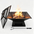 Square Fire Pit, 19×19×15 Inch Stainless Steel Smokeless firepit Outdoor | Wood/Charcoal/Pellet Fuel, Medium Sized Outdoor Wood Burning fire pits, for 2-4 People by AmazStove