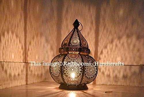 Oriental Moroccan Metal Lantern Black 30cm | Oriental Moroccan Wind Light Garden Wind Light | Moroccan Metal Lantern for Outside as a Garden Lantern, or Inside as a Table/Candle Lantern - Image 3