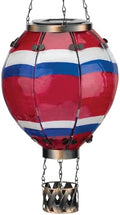 Regal Art & Gift Hot Air Balloon Solar Lantern – Hanging Solar-Powered LED Lights, Waterproof Portable Decorative Outdoor Lamp Made of Metal & Glass for Garden, Patios & Pathway – Stripe (Large) by REGALARTGIFT