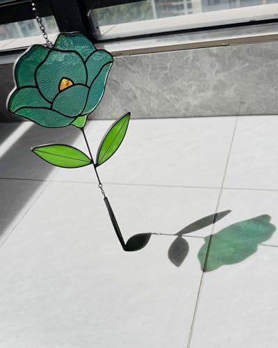 Flower Suncatchers, Stained Glass Window Hangings, Garden Suncatchers for Window and Wall Decor (B-Green) - Image 4