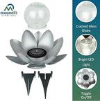 MCSLOTUS-S Silver Lotus Flower Solar LED Garden Light with Crackled Glass Globe – Waterproof Metal Outdoor Décor - Image 3