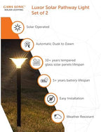 Gama Sonic Luxor Solar Pathway Light, Black Aluminum, 50 Lumen LED Landscape Solar Path Lamp - 2 Pack (146iP250080) - Image 4
