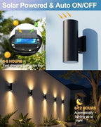 pearlstar 2 Pack Solar Wall Lights Outdoor Dusk to Dawn Sconces Light 10.6" - Image 3