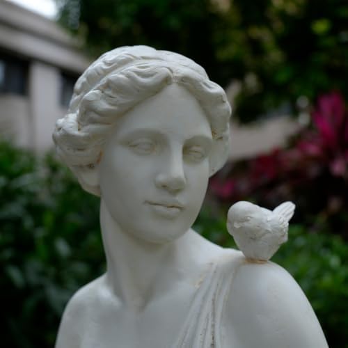 Outdoor Nymph Statue with Hand Bowl Holder, Religious Garden Sculpture, Goddess of Greek Mythology Roman Style for Yard Patio Lawn Church Decor, Catholic Christian Spiritual Gift, Ivory - Image 4