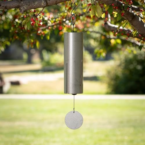 Woodstock Chimes Dynasty Wind Bell 27" Antique Silver Wind Chime for Outside, Garden Patio Decor, Deep Tone Bell Sound of the Harbor, Outdoor Metal Decor DBAS - Image 4