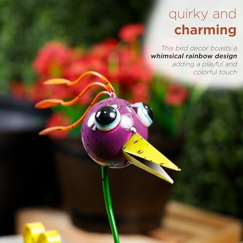 Alpine Corporation LAZ328HH Quirky Metal Rainbow Bird Decor, Animal Statue for Patio, Lawn & Garden, 21" H, Multicolor - Image 5