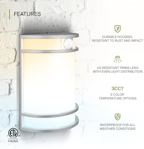 ASD LED Outdoor Sconce Lights Motion Sensor 3000K 4000K 5000K Nickel 4 Pack - Image 4