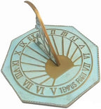 Brass Garden Sundial - 10" Sold Polished Brass Octagonal Design Sundial - Tempus Fugit Plaque and Rooster Dial Round Patio Outdoor Compass Sundials for Yards, Home Decor, Sundial Gift by Unknown