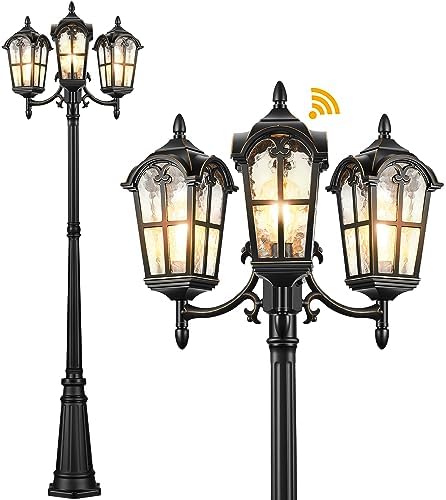 VIANIS 3-Head Outdoor Lamp Post Light Fixture, Black Outdoor Post Lights by VIANISLIGHTING