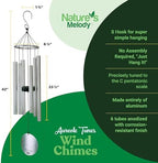 Nature’s Melody Aureole Tunes Wind Chimes – Outdoor Windchime with 6 Tubes Tuned to C Pentatonic Scale, 100% Rustproof Aluminum, Powder Finish & S Hook Hanger for Sympathy, Memorial Gift or Zen Garden - Image 6