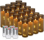 YOROXRG 24 Pack Halloween Decoration Flickering Flameless Candles, Battery Operated LED Candles for New Year, Home Decor, Parties, Wedding,Christmas(D2.2 x H 5" 6" 7") Grey by YOROXRG