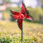 MUMTOP Cardinal Wind Spinner Outdoor, 2 Pack Metal Red Bird Garden Windmill - Image 2