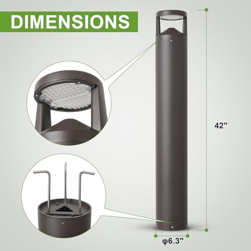LED Bollard Landscape Light, 42-inch 24W, Bronze, 3CCT Selectable - Image 5