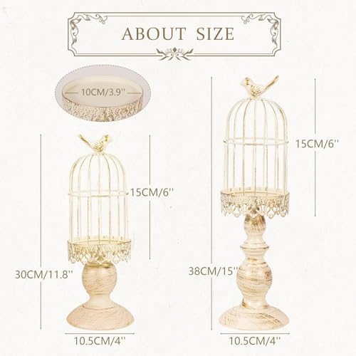 2PCS Iron Birdcage Candle Holder Decorative for Weddings Home Vintage Detachable Centerpieces Tables Hanging Outdoor Indoor Courtyard - Image 2