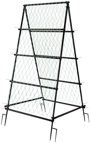 unho Garden Trellis for Climbing Plants with Tough Nylon Netting, 6ft Tall Sturdy Rustproof Metal Plant Support Tower for Vegetable Fruit Vine Cucumber Garden Lightweight，Outdoor by unho