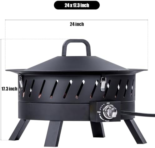 EcoNook 24 inch Portable Propane Fire Pits with Grill - Image 5