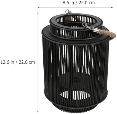 KALLORY Woven Rattan Lantern Candleholder Portable Hand-Weaving Decorative Windproof Candle Holder for Home, Garden, and Balcony Accent Lighting (Black Small, Without Candle) - Image 2