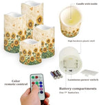 Flameless Candles Bulk Tea Lights Sunflower Battery Operated Candles with Remote and Timer for Home Living Room Table Decxoration Electric Pillar LED Candles Set of 4 Color Changing - Image 3
