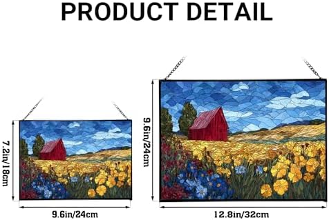 Barn Surrounded by Summer Wildflowers Rectangular Stained Glass Suncatcher – Hanging Window Panel with Animal & Nature Scene – Vibrant Glass Art Gift for Wildlife, Fantasy, Nature Lovers 5PBAyy - Image 4