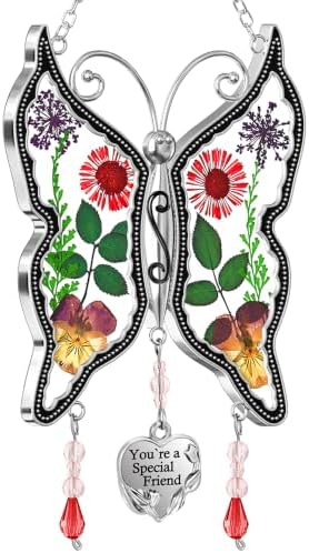 KY&BOSAM Gift for Friend Butterfly Suncatcher Stained Glass Window Hanging by KYBOSAM