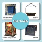 Solar Lantern Illuminated Stained Glass Decor Outdoor Waterproof Garden Hanging Lantern Solar Powered Lighting Outside Table Lamp for Patio Deck Camping 1 Pack - Image 4
