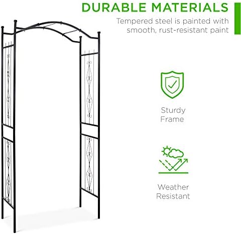 Best Choice Products 92in Steel Garden Arch Arbor Trellis for Outdoor, Yard, Garden, Climbing Plants w/Decorative Wire Lattice - Black - Image 3