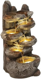 TITIMO 6-Tier Cascading Rock Fountain Outdoor Garden Waterfall w/Lights - Image 4