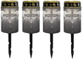 Poceacles Cross Solar Lights Set of 4 Outdoor Solar Powered Outdoor Cemetery Stake Lights Grave Solar Lamp Landscape Lighting Waterproof Grave Flameless Candles, God Cross Black by Poceacles