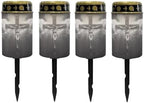 Poceacles Cross Solar Lights Set of 4 Outdoor Solar Powered Outdoor Cemetery Stake Lights Grave Solar Lamp Landscape Lighting Waterproof Grave Flameless Candles, God Cross Black by Poceacles