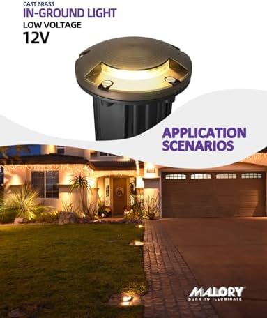 MALORY Low Voltage Landscape Well Lights,（φ126 mm Brass Top Cover 1Pack - Image 2