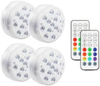 Submersible LED Lights with Remote, 4 Pack 13 LED Pool Lights with Magnets and Suction Cups, for Pond, Party, Wedding, Vase Base, Lighting Battery Operated by Hitopin