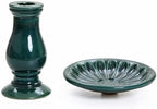 LuxenHome 22 Inch Ceramic Bird Bath for Outside, Elegant Tall Outdoor Bird Bath, Lightweight Pedestal Glazed Birdbaths for Outdoors with Floral Pattern, Dark Green - Image 7