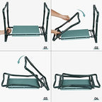 Cosway Garden Foldable Kneeler Bench Seat with 2 Tool Pouches and EVA Kneeling Pad Handles - Image 3