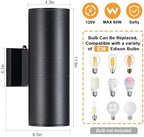 DAKAFUL Dusk to Dawn Outdoor Lighting Sensor Wall Lights 2-Pack, Modern Cylinder Up Down Lights Fits Standard E26 Bulbs, IP65 Waterproof Exterior Wall Sconce for Porch Patio etc. - Image 3