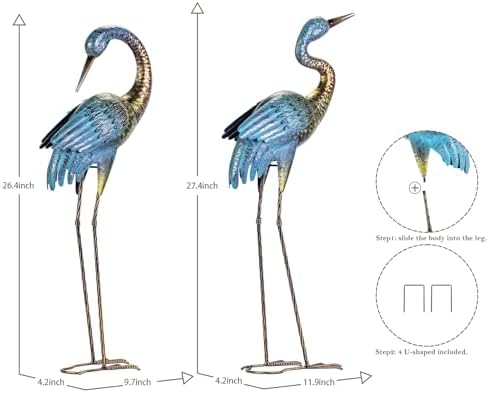 Natelf Outdoor Garden Crane Statues Blue Heron for Lawn Yard Decor - Image 5