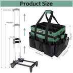 Large Rolling Cleaning Caddy Bag with Wheels, Cleaning Bag with Detachable Trolley, Cleaning Bags on Wheels for Housekeepers, Cleaning Cart Supplies Organizer for Home, Car, Picnic (Green) - Image 4