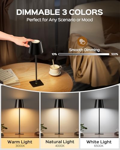JACKYLED Cordless Table Lamps Rechargeable, 3 Height, 5000 Capacity - Image 4