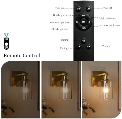 Rayogale Wireless Battery Operated Wall Sconce Set of 2 with Remote Control - Image 3