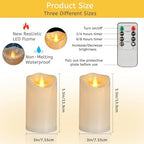 Flameless Candles 3"D X 6"H Set of 12 Outdoor Indoor Ivory Pillars Battery Operated Flickering Candles Include 8-Key Remote Timer Function, Ivory Waterproof Candles for Wedding, Aniversary Decor - Image 3