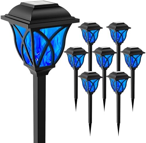 Solar Lights Outdoor Garden Decor Solar Torch Lights Solar Lights Outdoor Waterproof 8 Pack Flickering Flame LED Lights Outdoor Decor for Porch, Garden, Camp, Path, Yard, Patio, Balcony by HMDecor