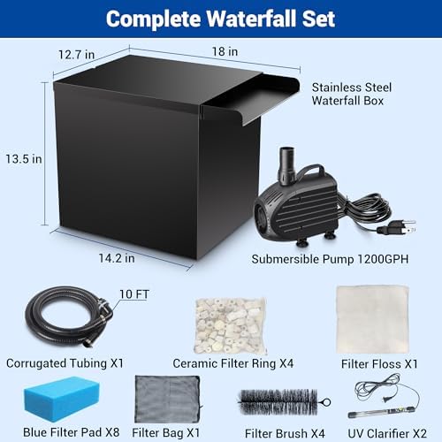 NFESOLAR Large Capacity Stainless Steel Pond Waterfall Filter System - Image 4