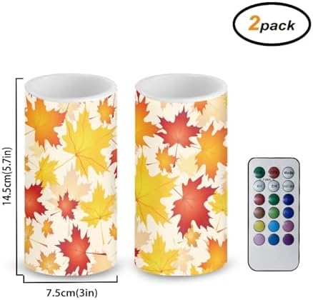 Stylish Fall Maple Leaves Flameless Candles with Remote and Timers Flickering Battery Operated Candles Thanksgiving Day LED Pillar Candles for Autumn Theme Home Decoration - Image 2